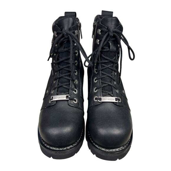 Harley Davidson Mens Black Leather Waterproof Biker Moto Boots Size US 8.5 - Picture 7 of 10